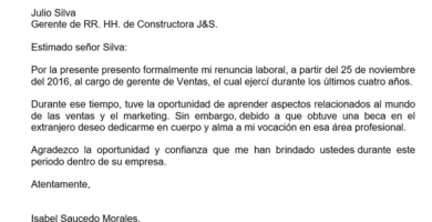 como redactar una carta de renuncia laboral voluntaria y agradecimiento en word