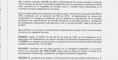 como se cierra un acta