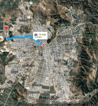 cual es la distancia al aeropuerto arturo merino benitez