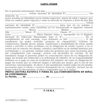 que debe contener una carta poder notarial