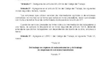 que dice el reglamento especial para empresas contratistas en chile